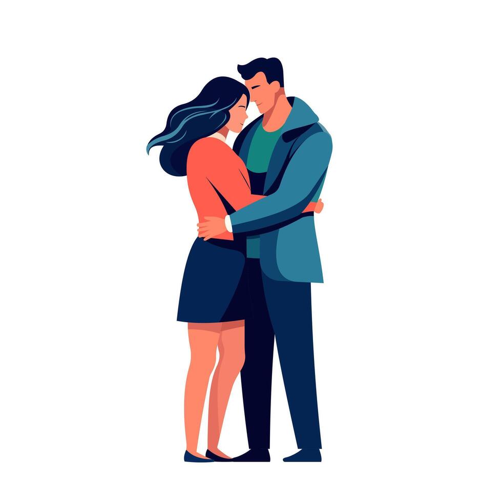 A man and a woman hug. Flat vector illustration