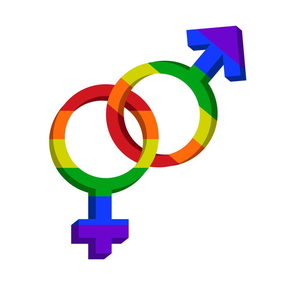 LGBT gender sign. Rainbow colored elements. Pride community. Female and male. Vector illustration.