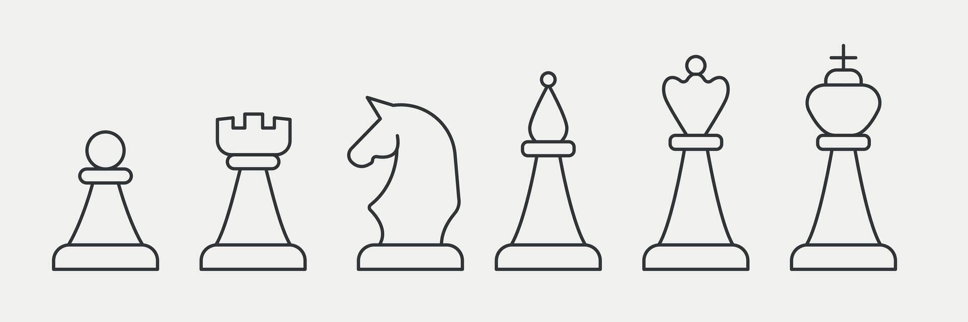 Chess piece line icon set. Figures of Game, strategy, play for thinking. Vector illustration, isolated