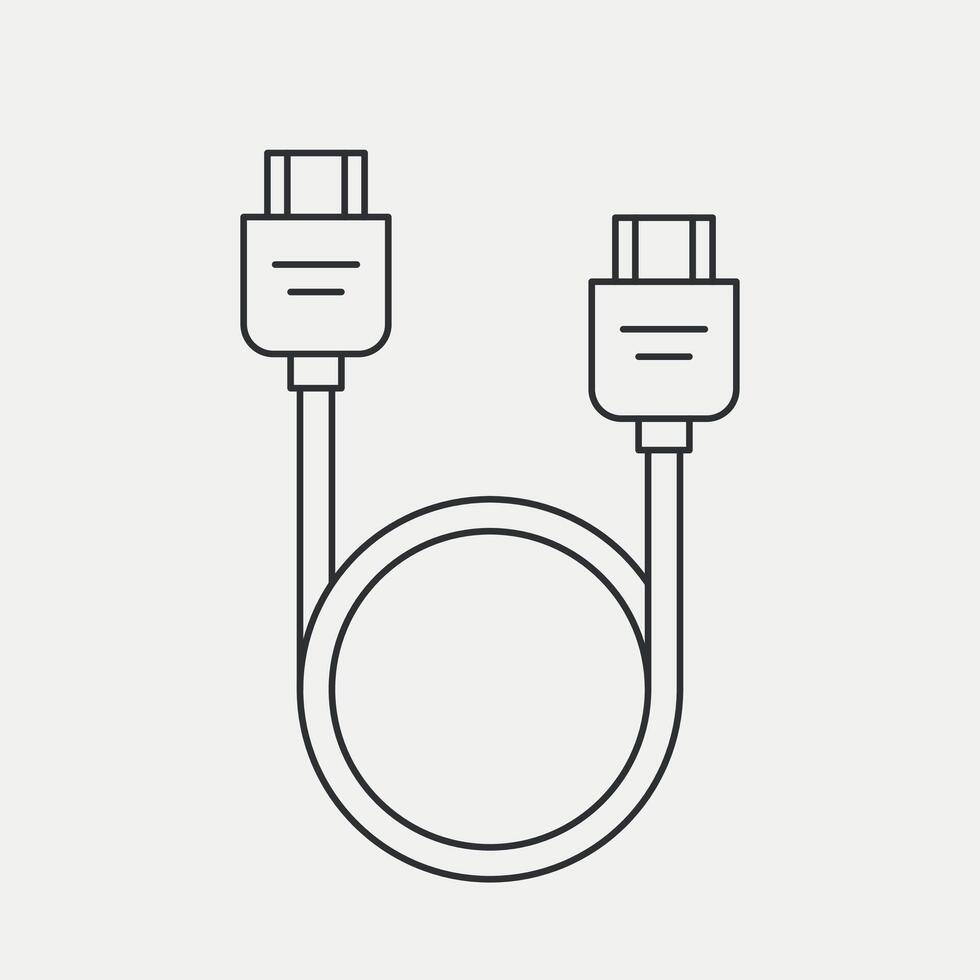 HDMI cable connecter line icon. USB, jack cord. Vector illustration