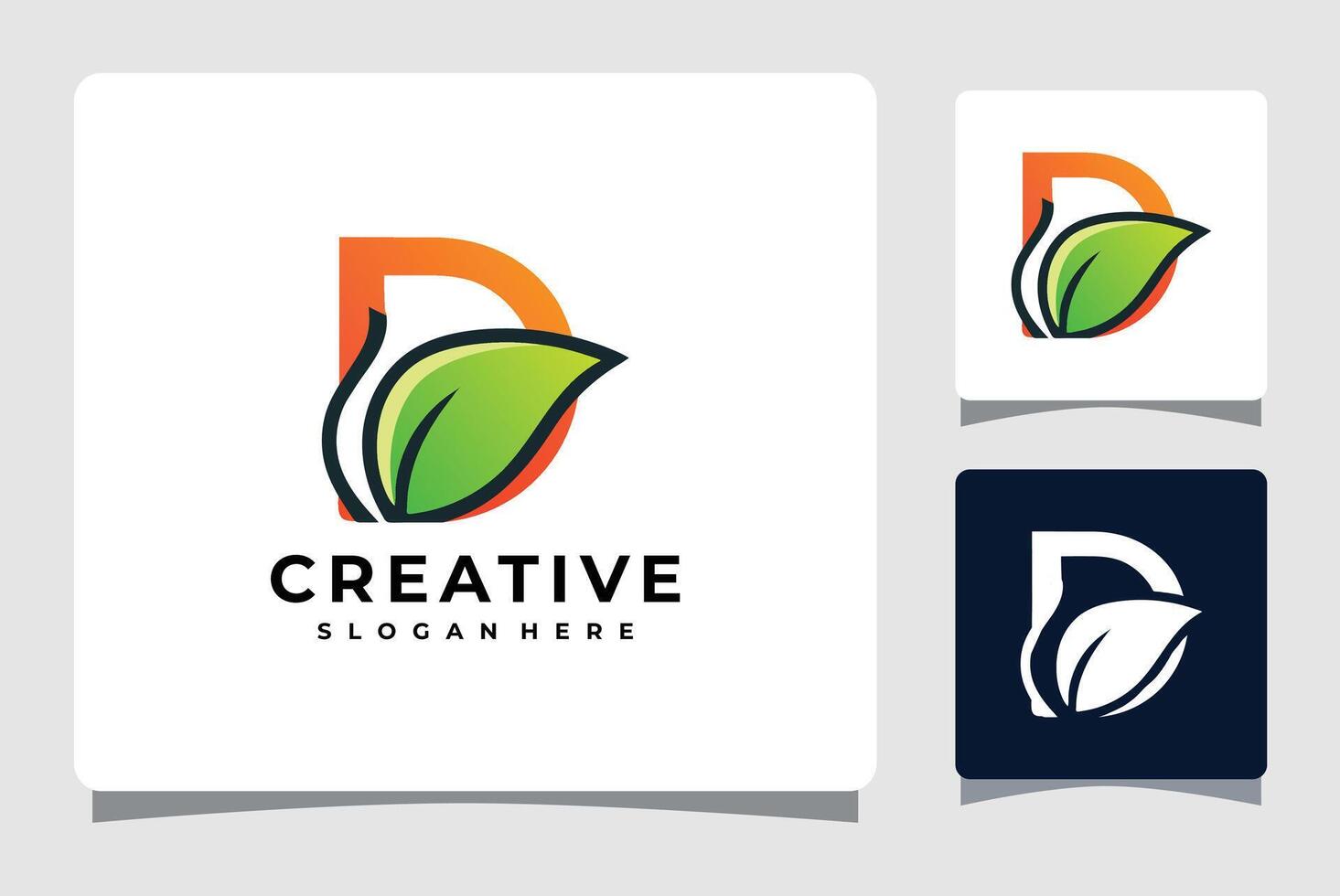 Letter D With Leaf Business Logo Design vector
