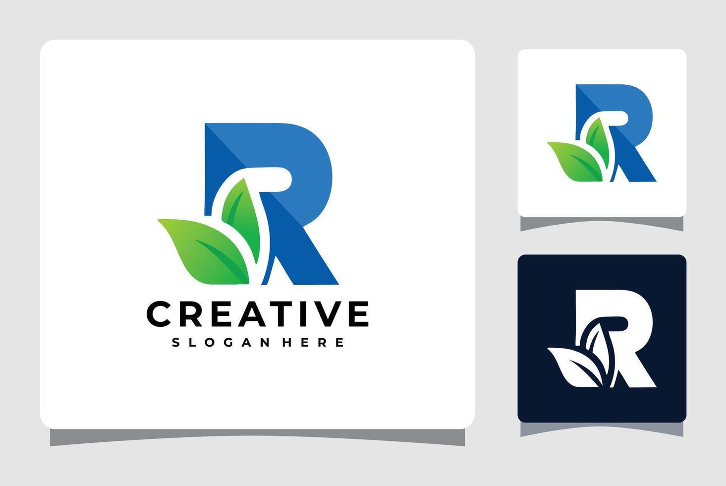 letter R leaf template in a modern style, very suitable for nature, company logos, initials R, greening brands, plant shops, plantation businesses .etc vector