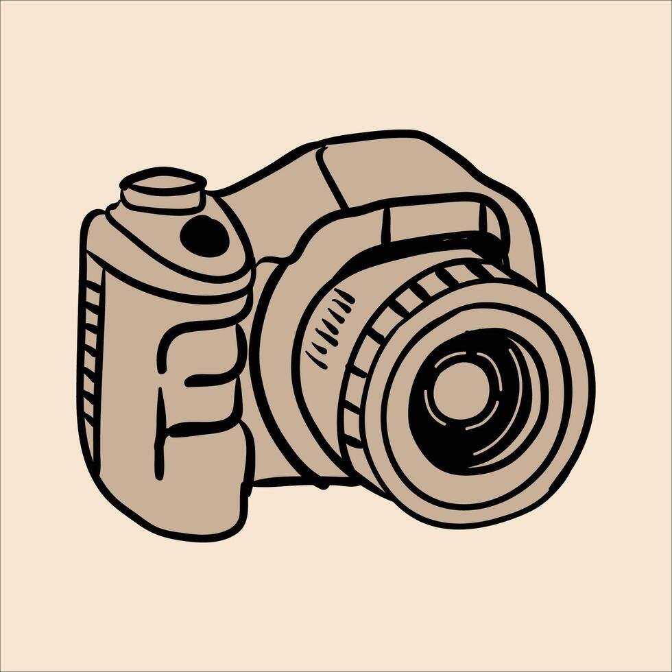 Hand drawn camera cartoon illustration vector