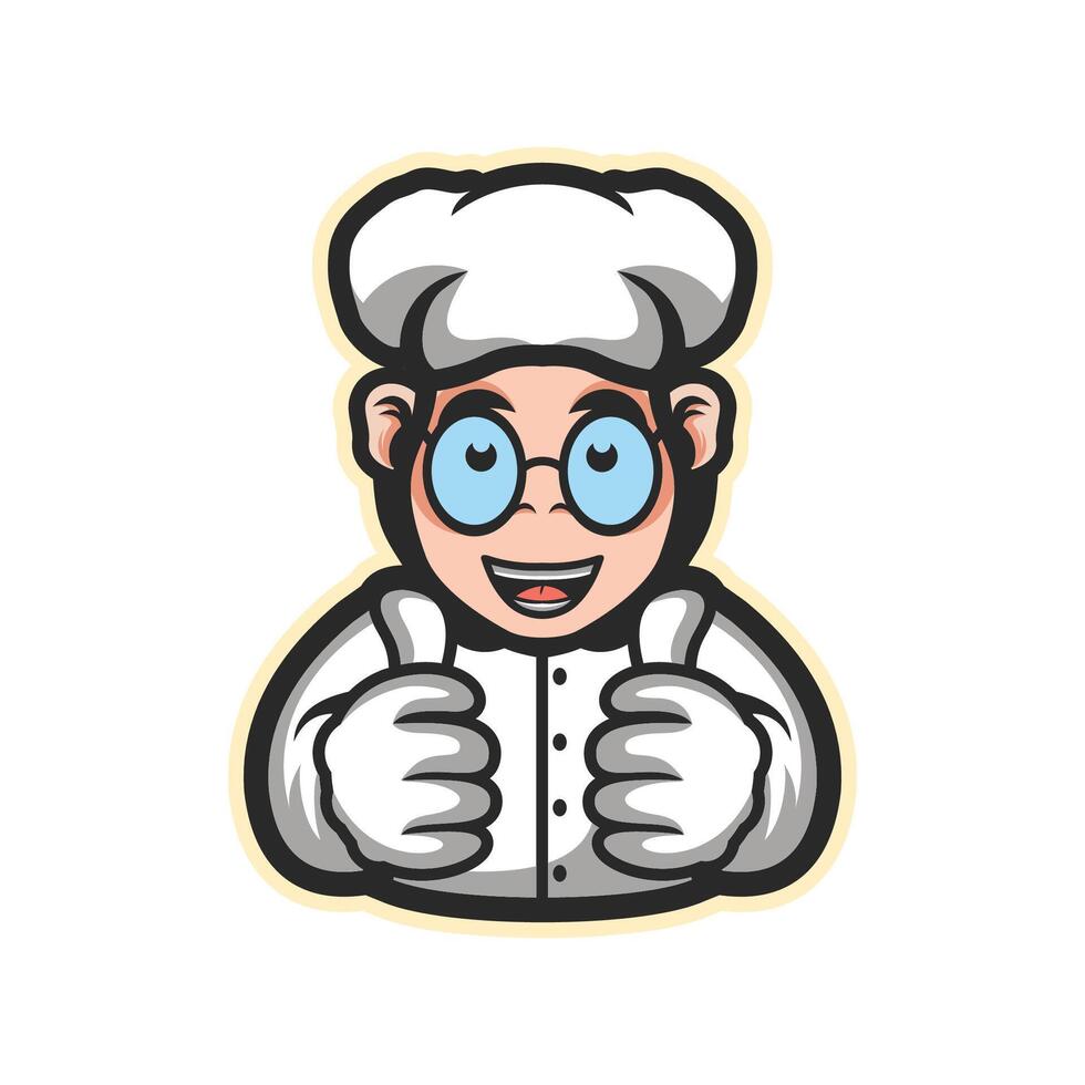 Chef with glasses mascot logo character illustration vector
