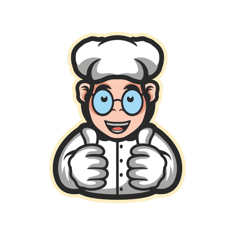 cocinero con lentes mascota logo personaje ilustración vector