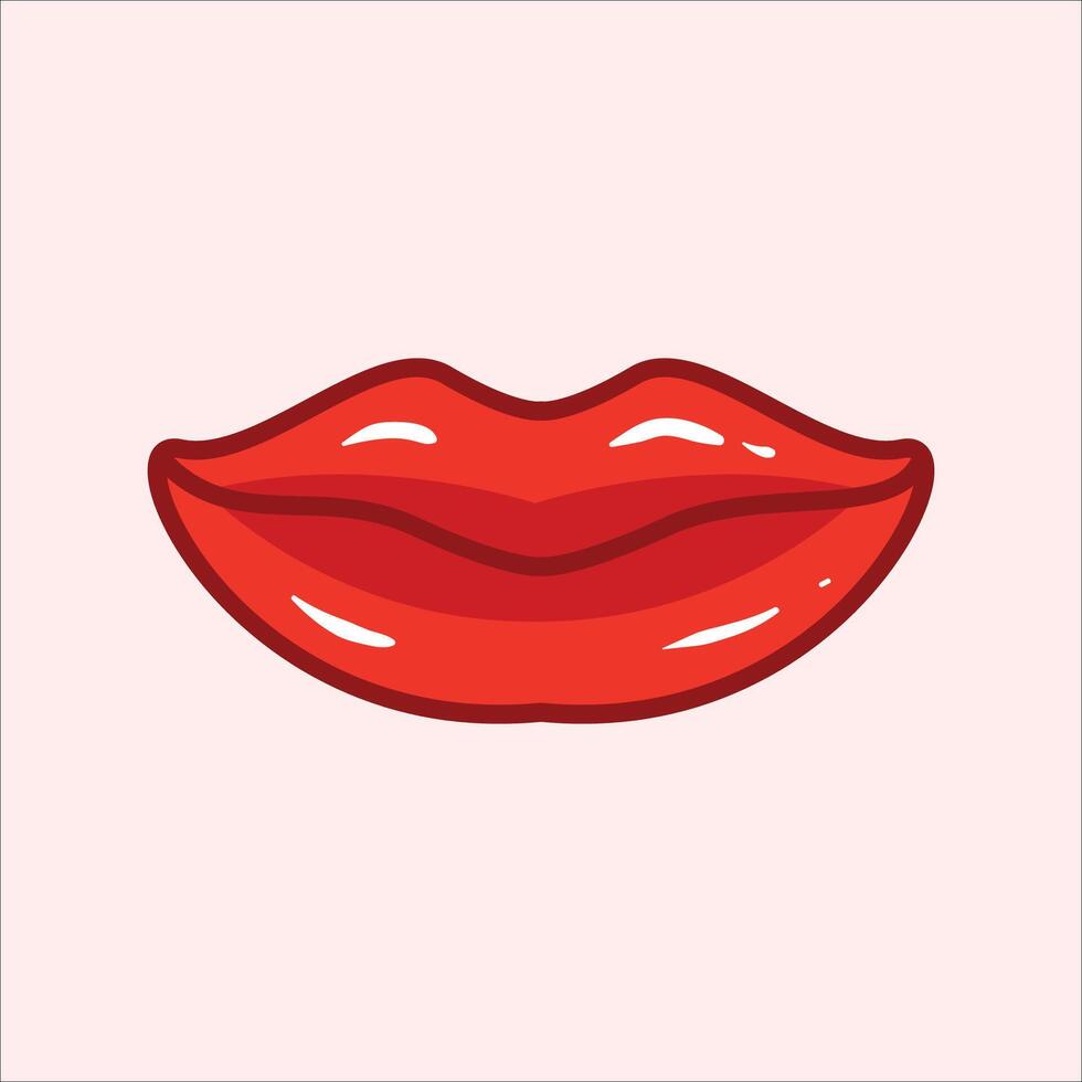 Red lips cartoon vector illustration