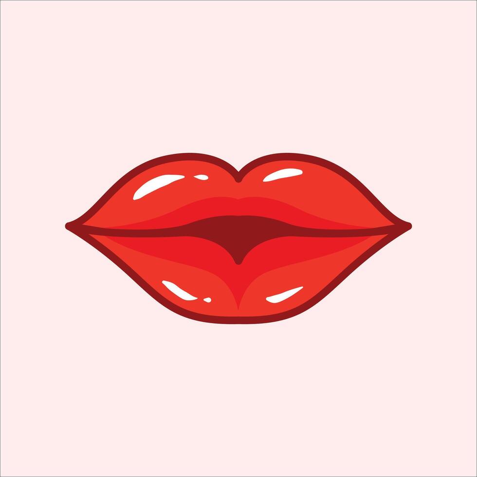 Red lips cartoon vector illustration