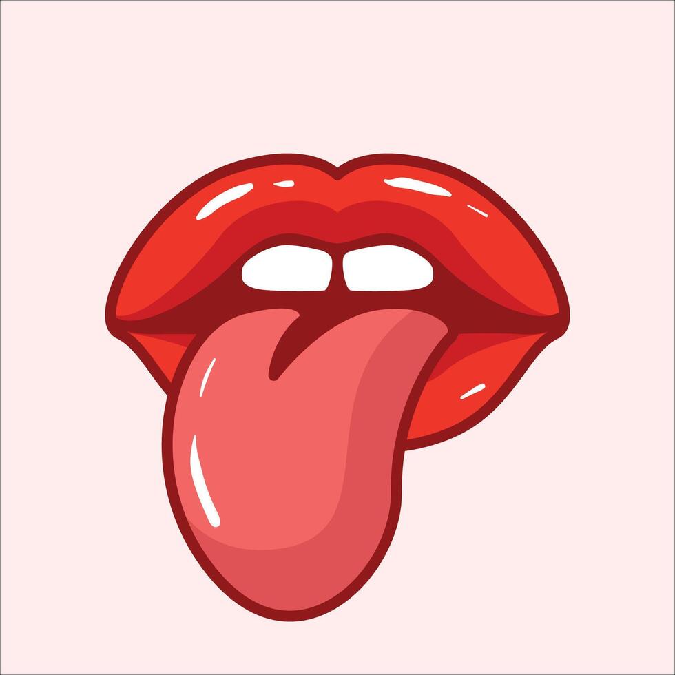 rojo labios dibujos animados vector ilustración