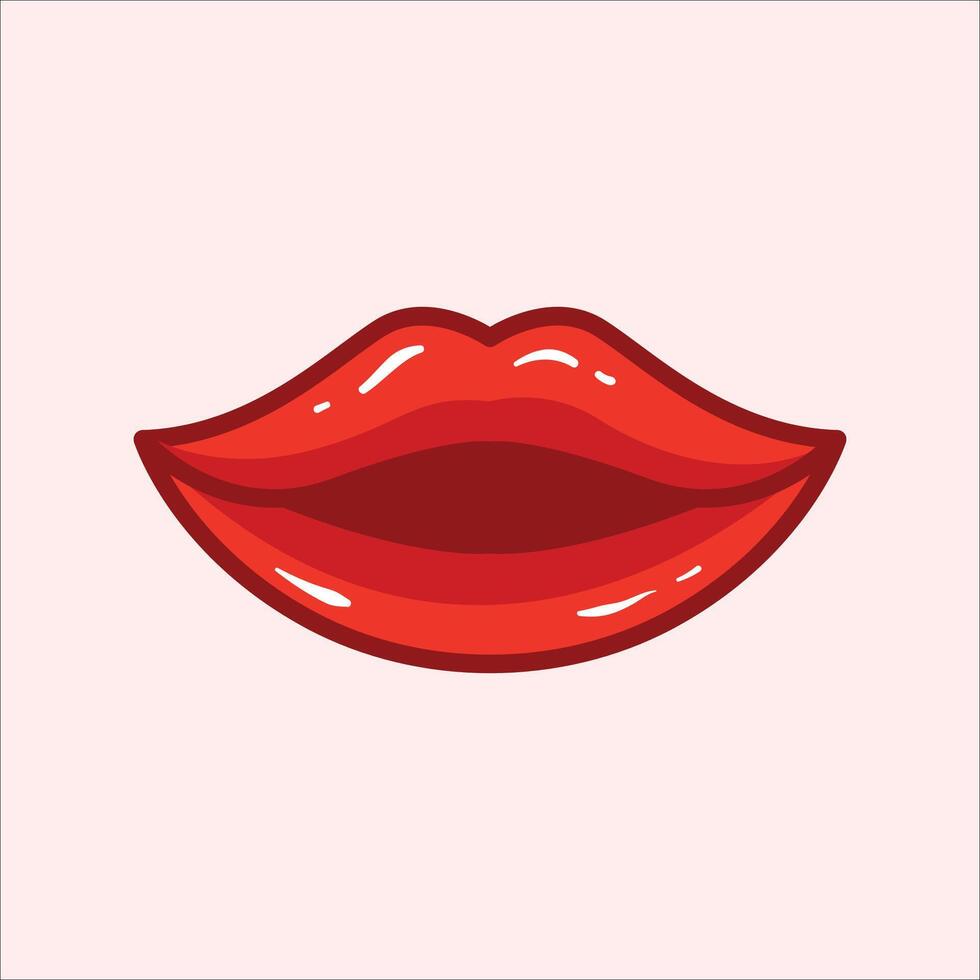 Red lips cartoon vector illustration
