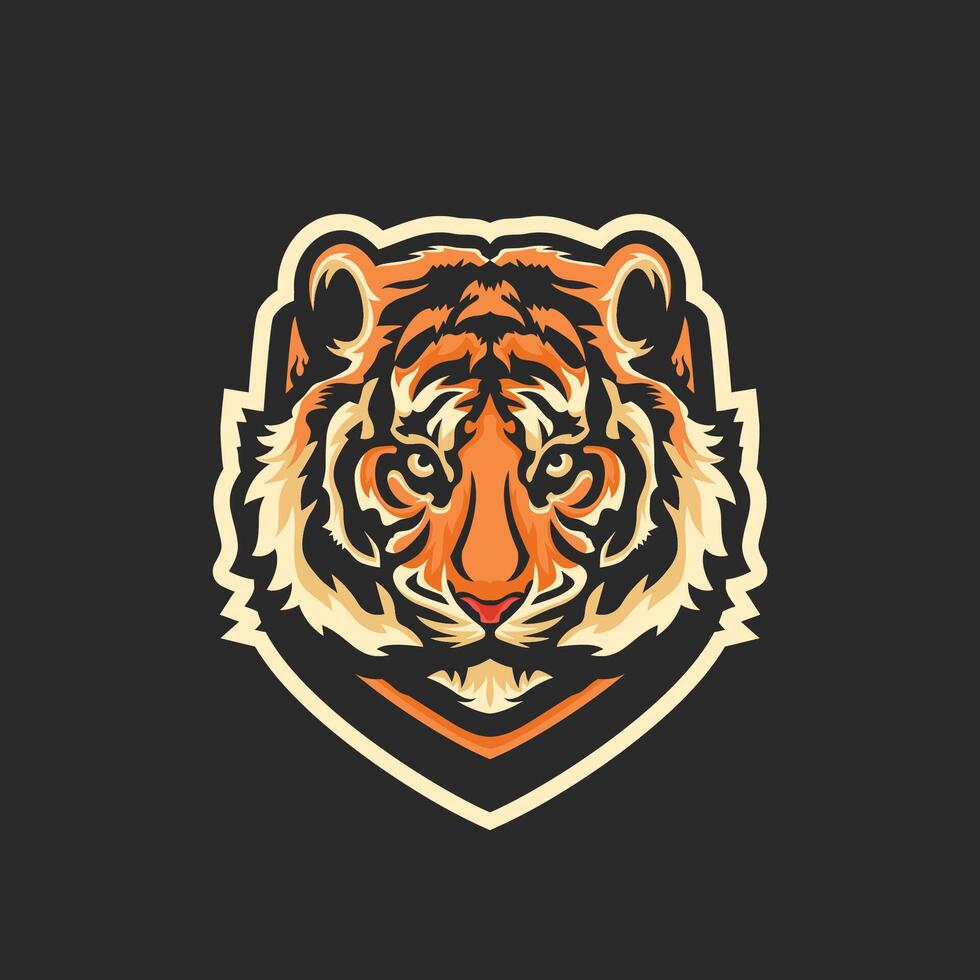 Ilustración de vector de logotipo de mascota de cabeza de tigre