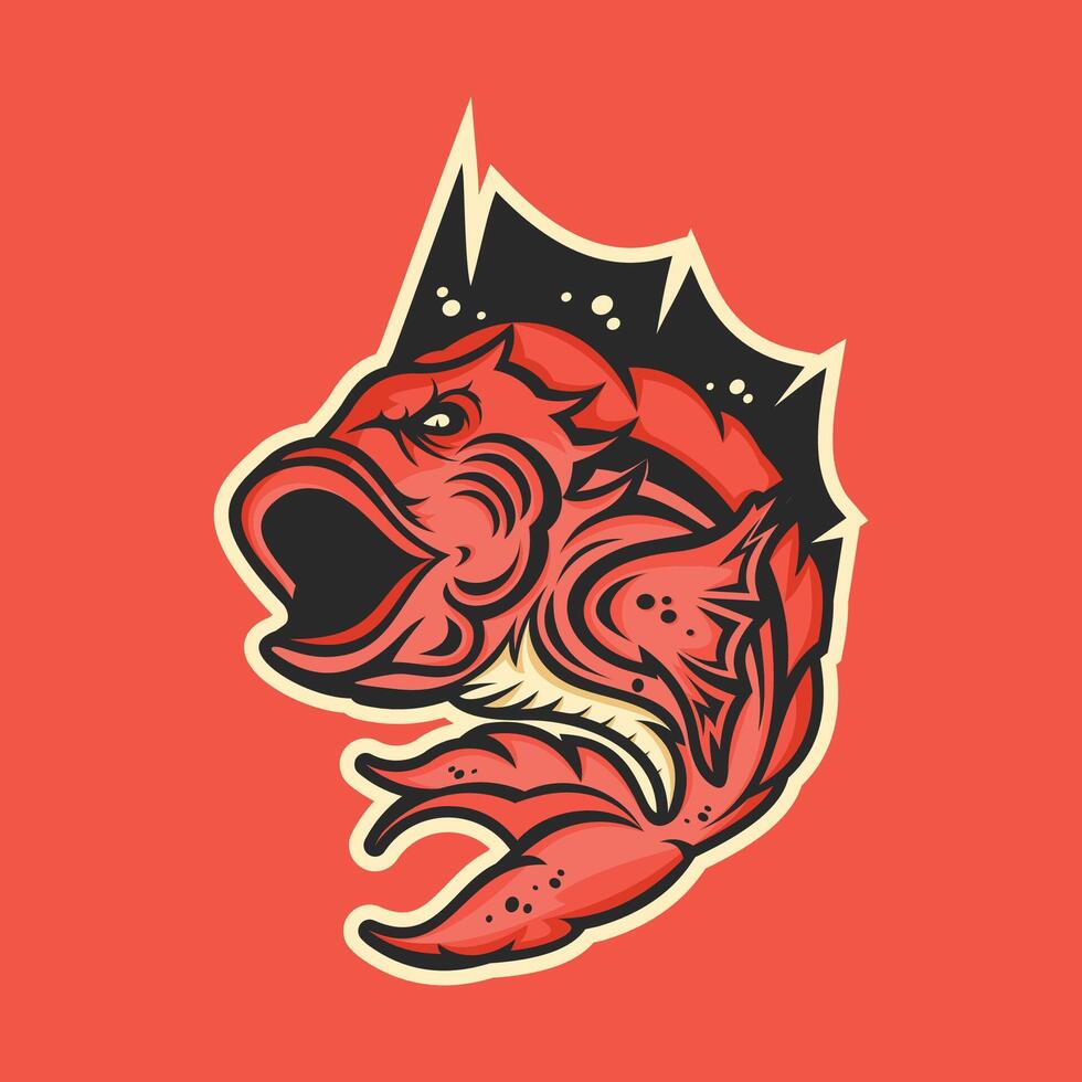 rojo pescado mascota logo vector ilustración