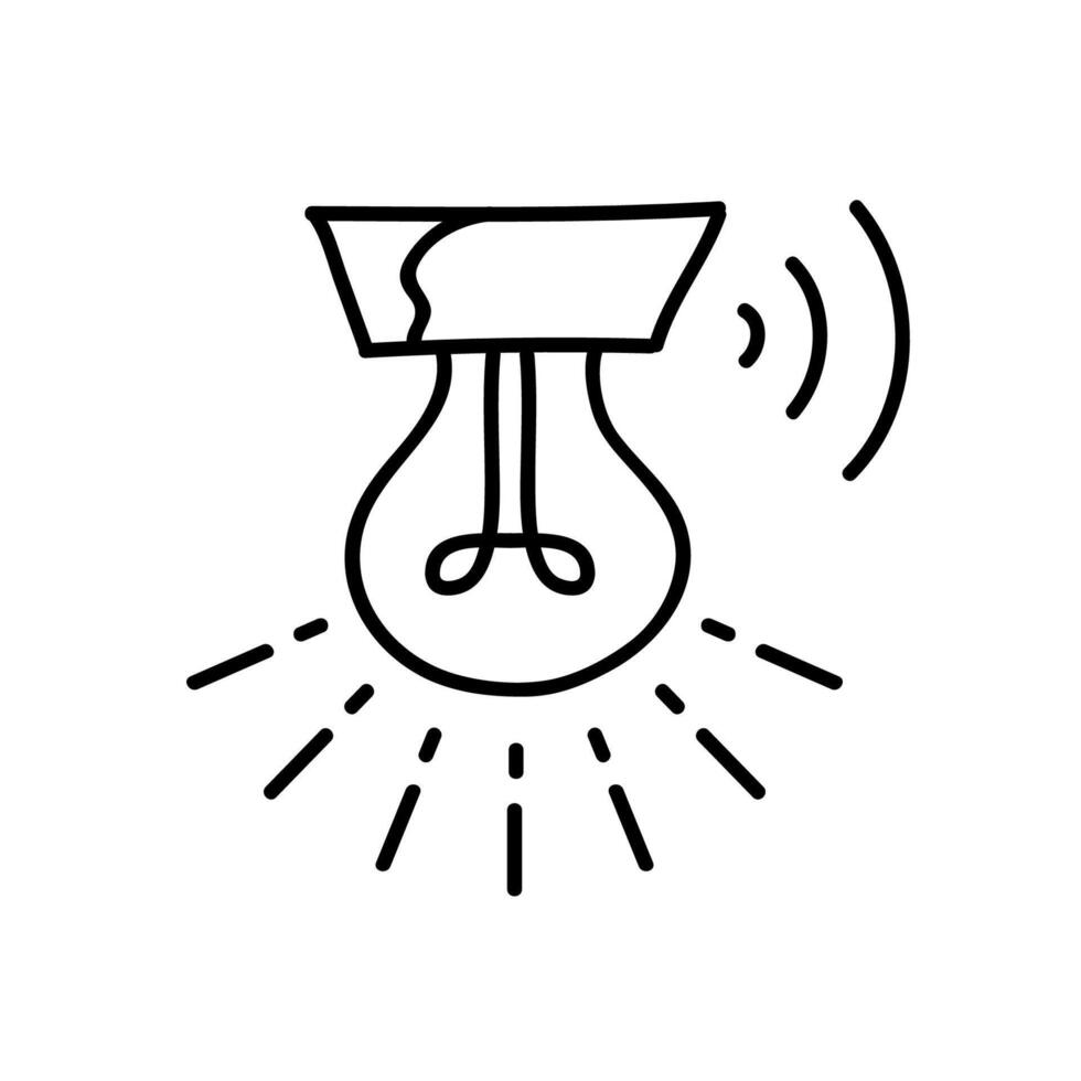 Light bulb lighting icon. Hand drawn vector illustration.