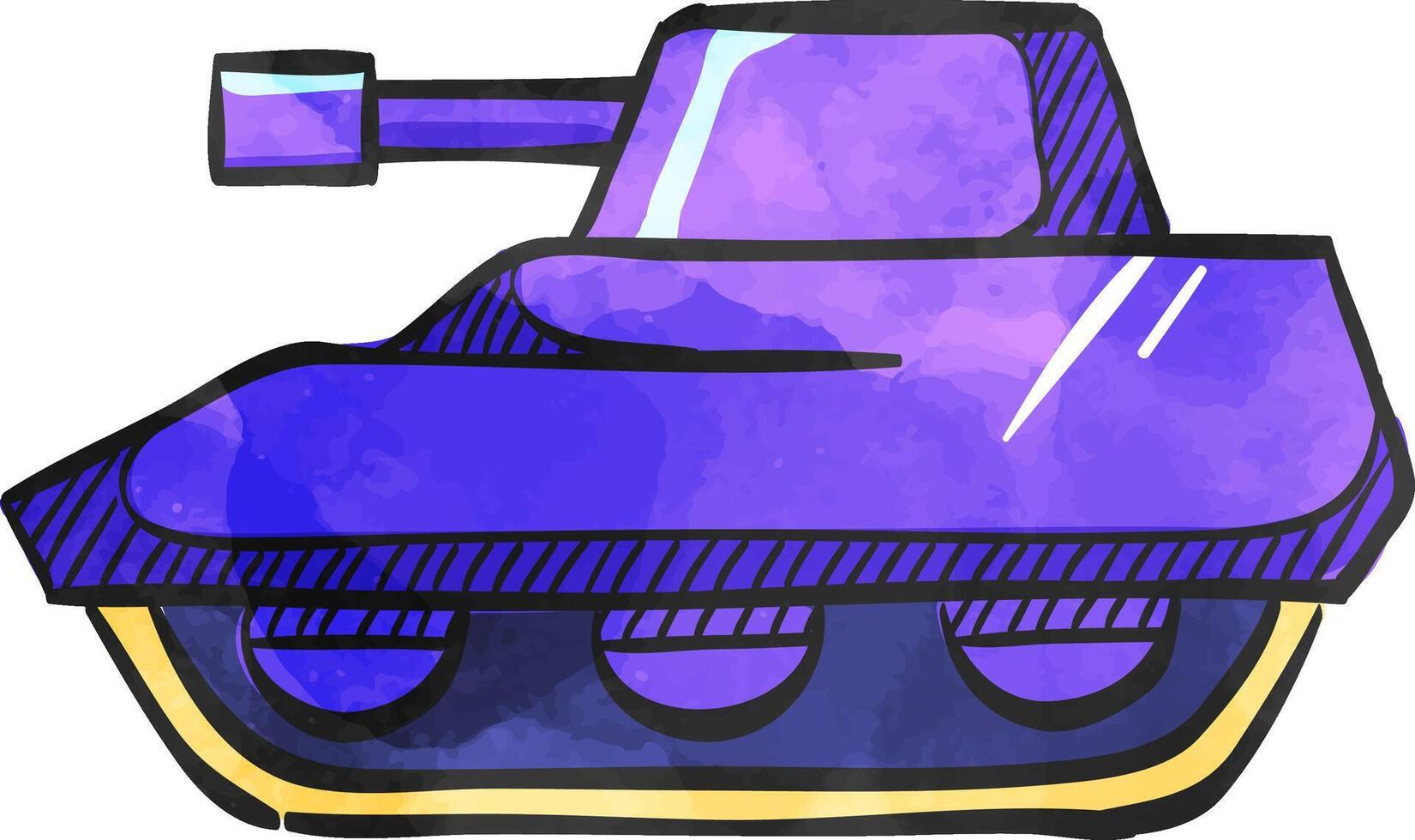 Tank icon in watercolor style. vector