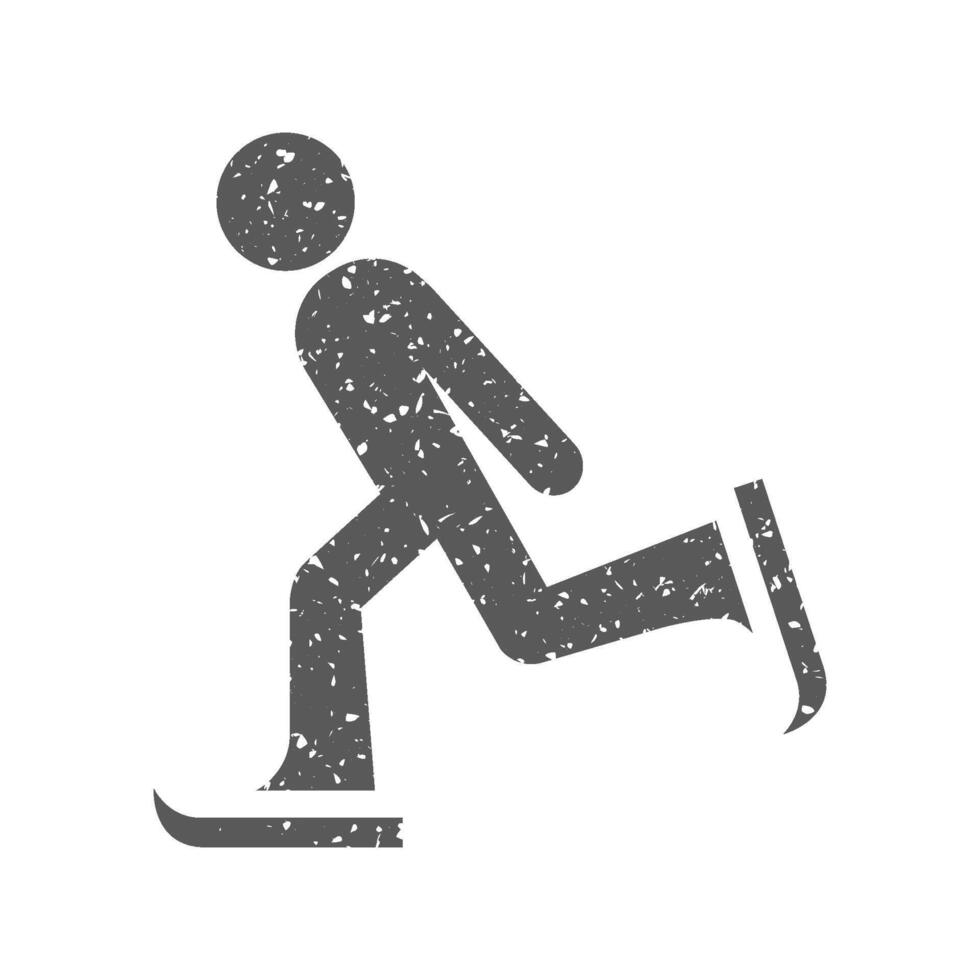 hielo Patinaje icono en grunge textura vector ilustración