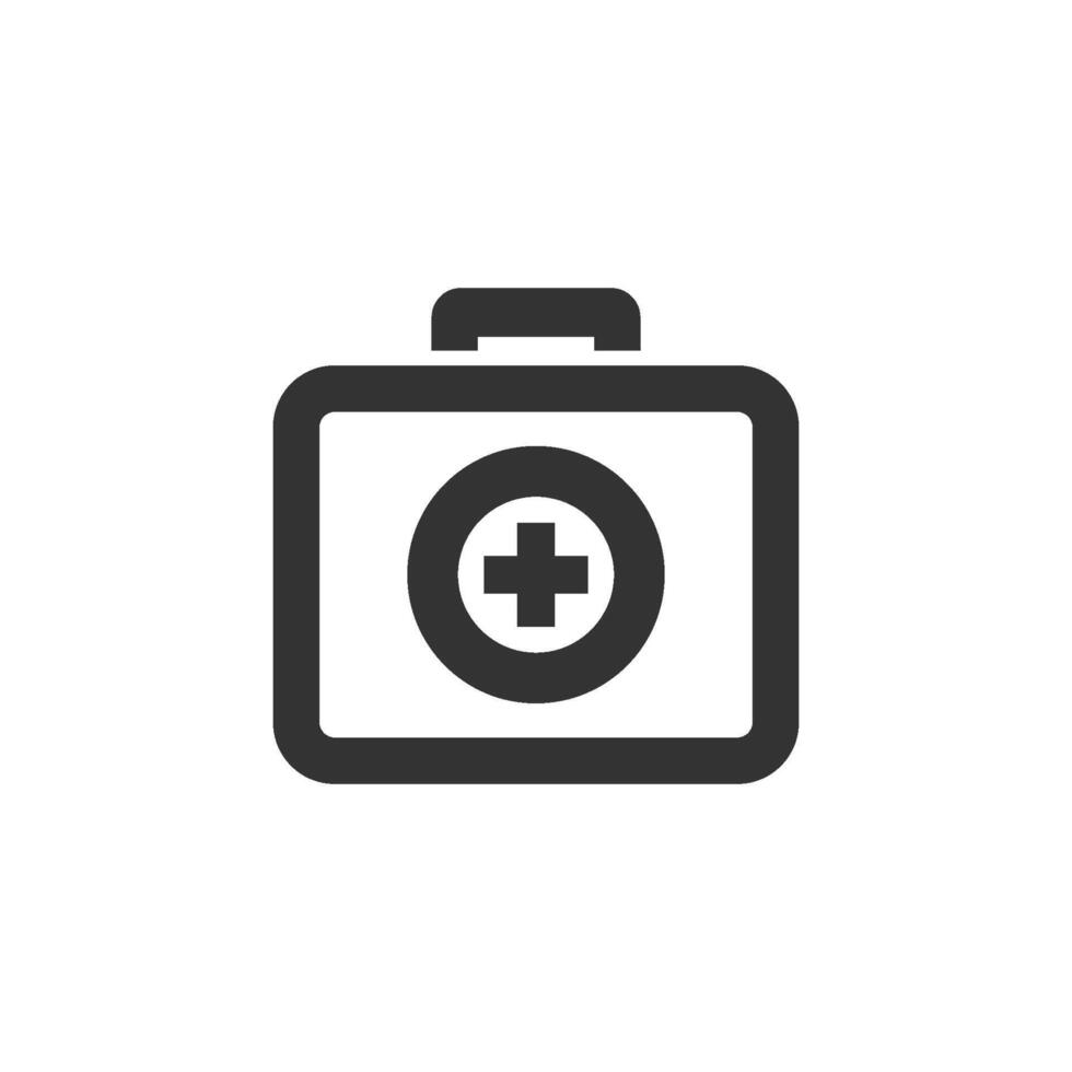 Medical case icon in thick outline style. Black and white monochrome vector illustration.