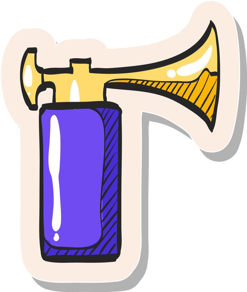 Hand drawn Gas horn in sticker style vector illustration