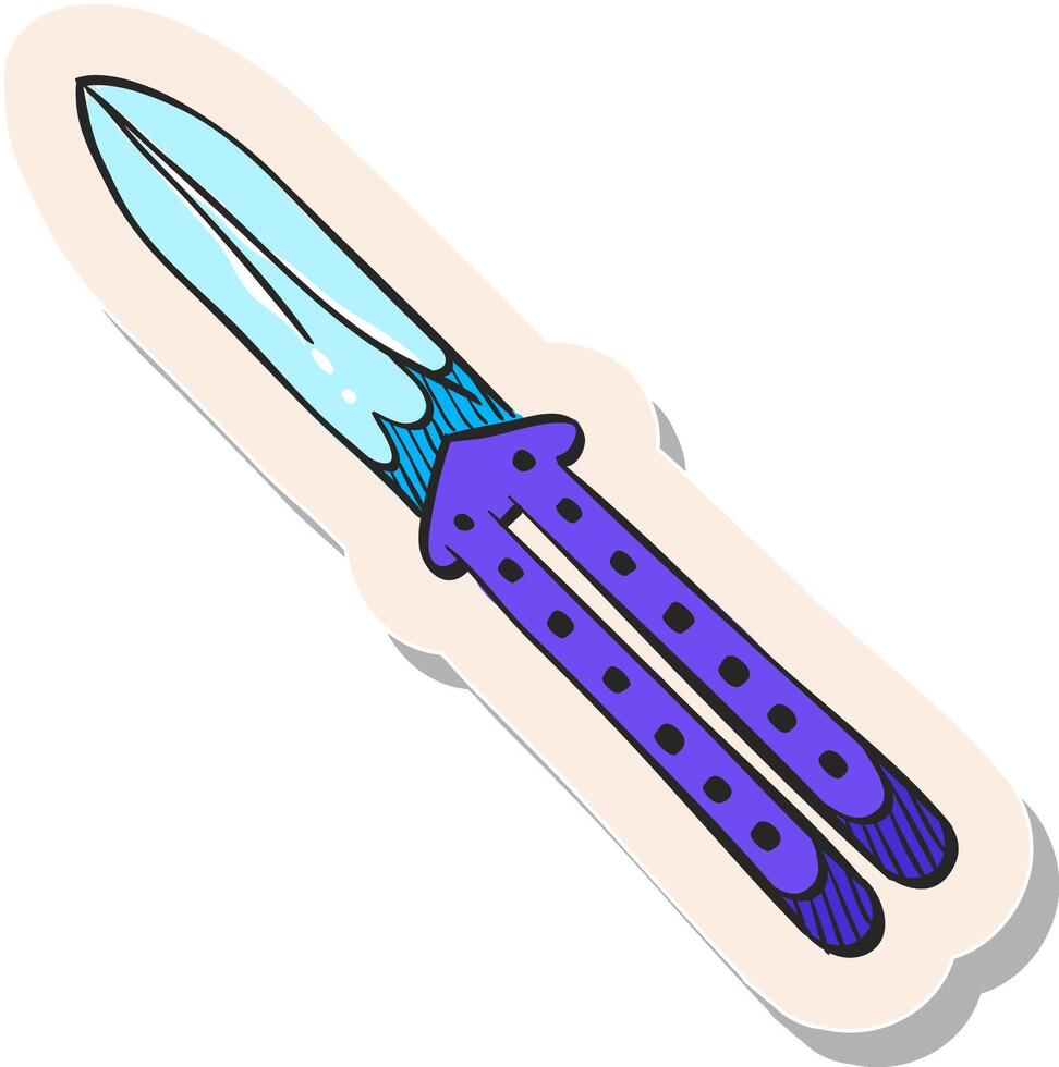mano dibujado cuchillo icono en pegatina estilo vector ilustración