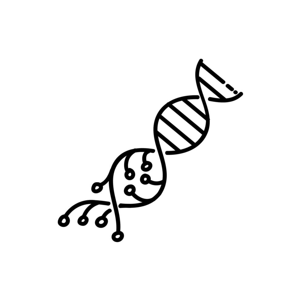 Artificially modified DNA strains icon. Hand drawn vector illustration. Editable line stroke.