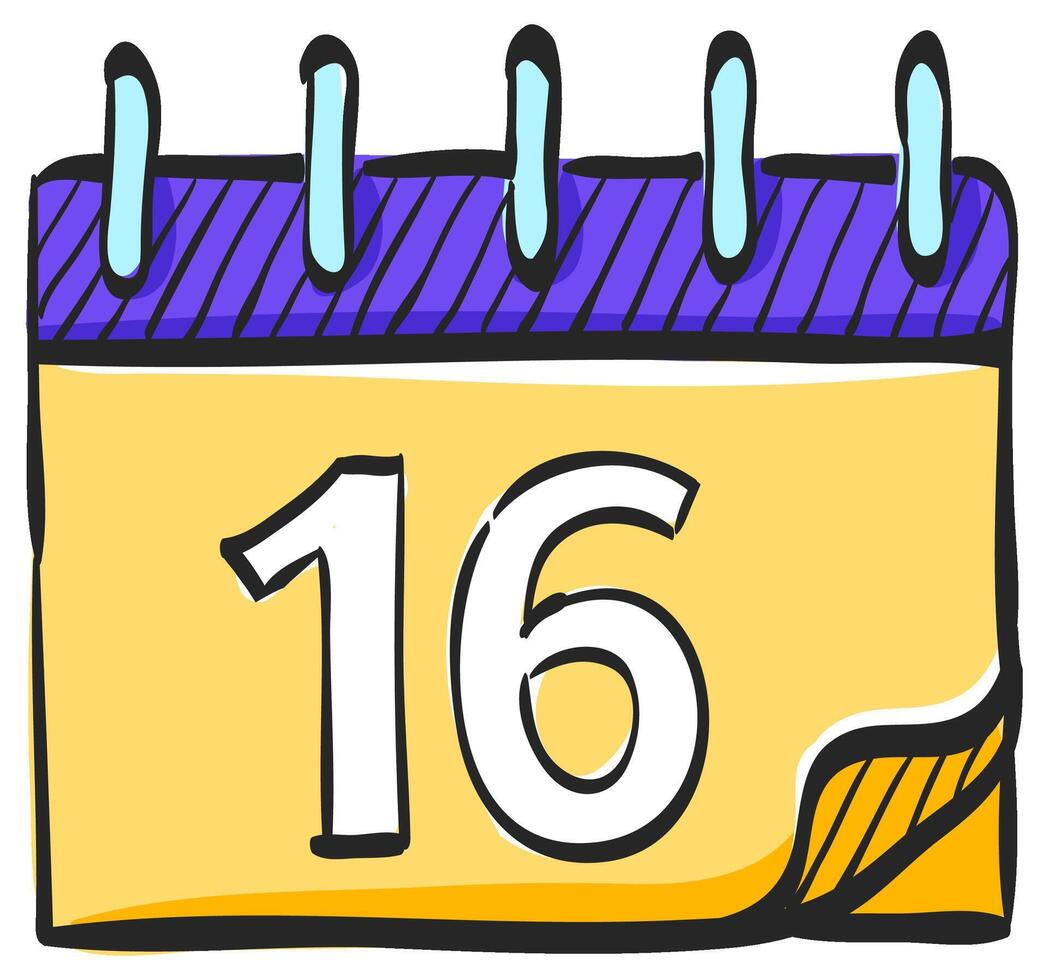 Calendar icon in hand drawn color vector illustration