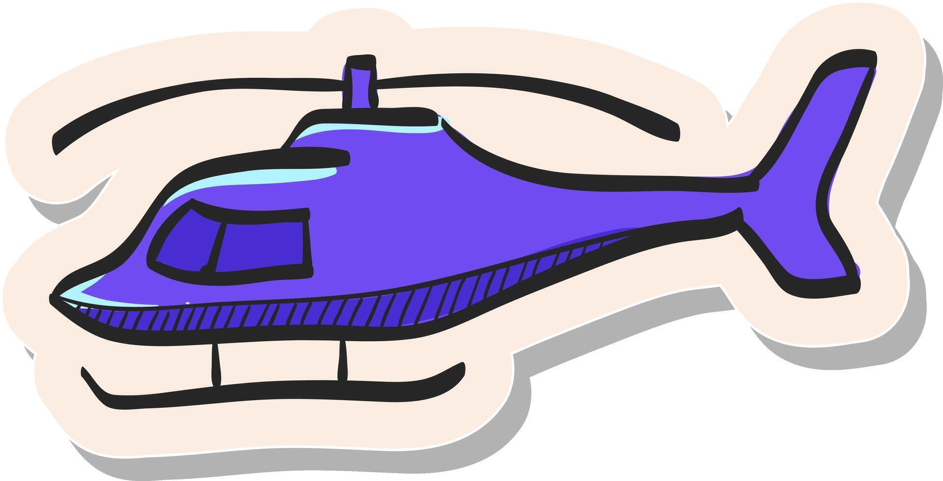 Hand drawn Helicopter icon in sticker style vector illustration