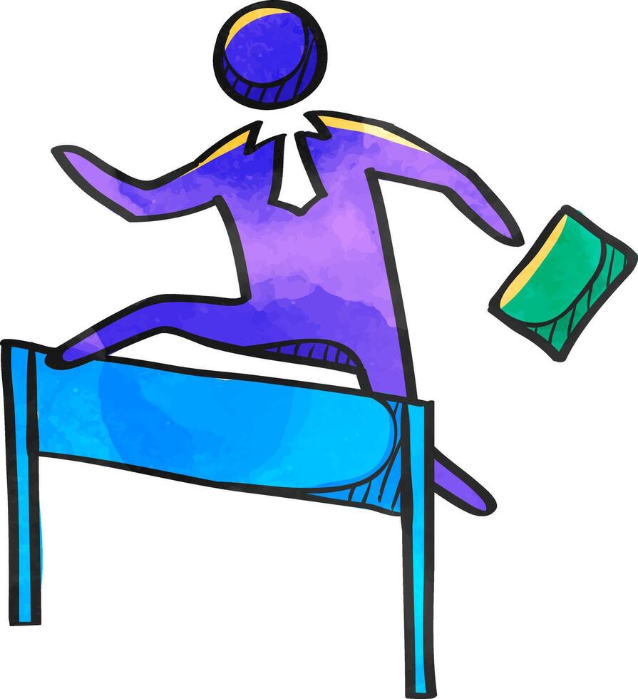 Businessman challenge icon in color drawing. Extreme business  adrenaline vector