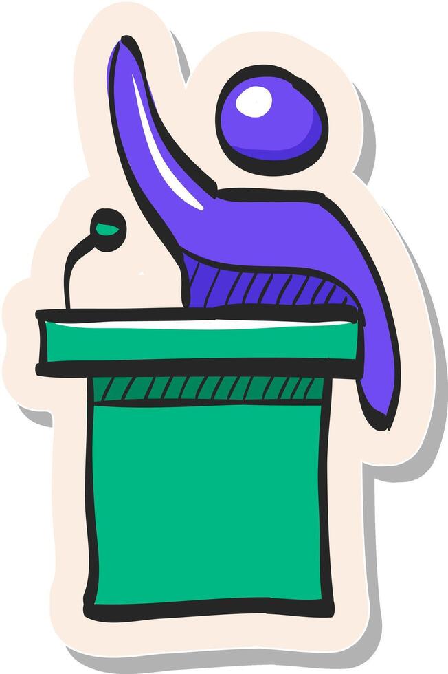 Hand drawn Auctioneer icon in sticker style vector illustration