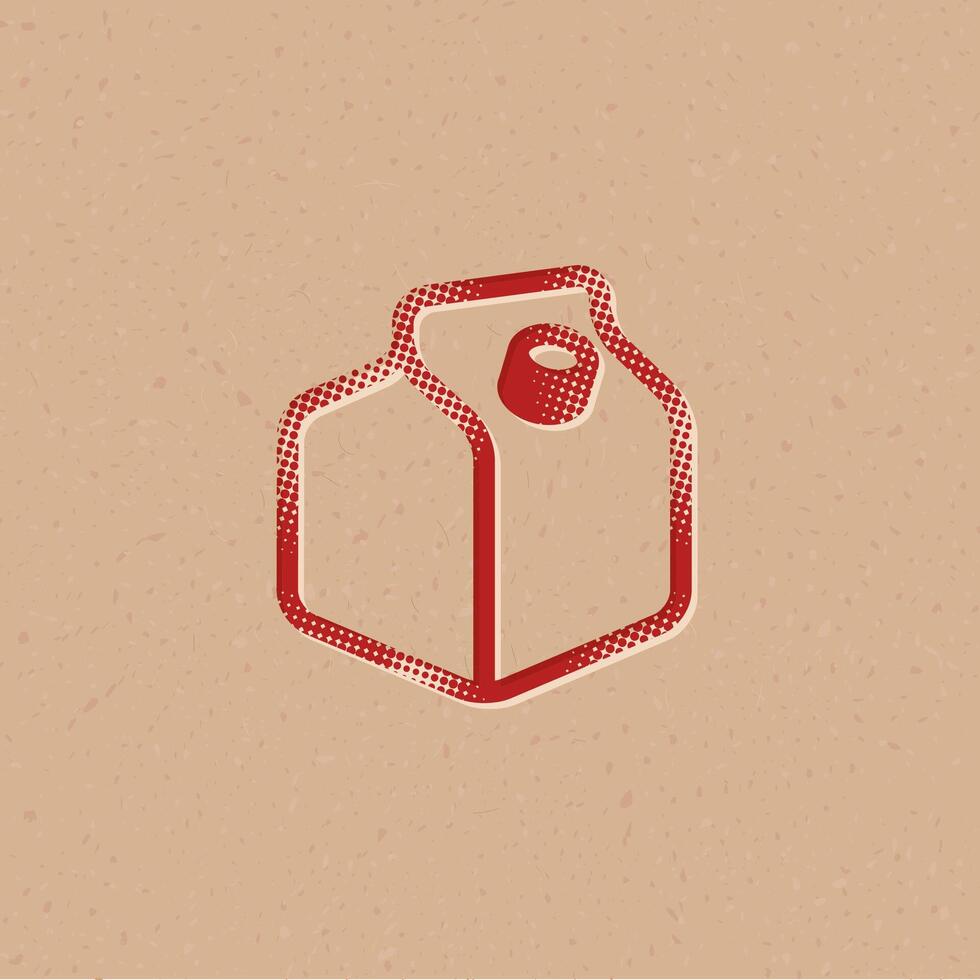 Milk packaging halftone style icon with grunge background vector illustration