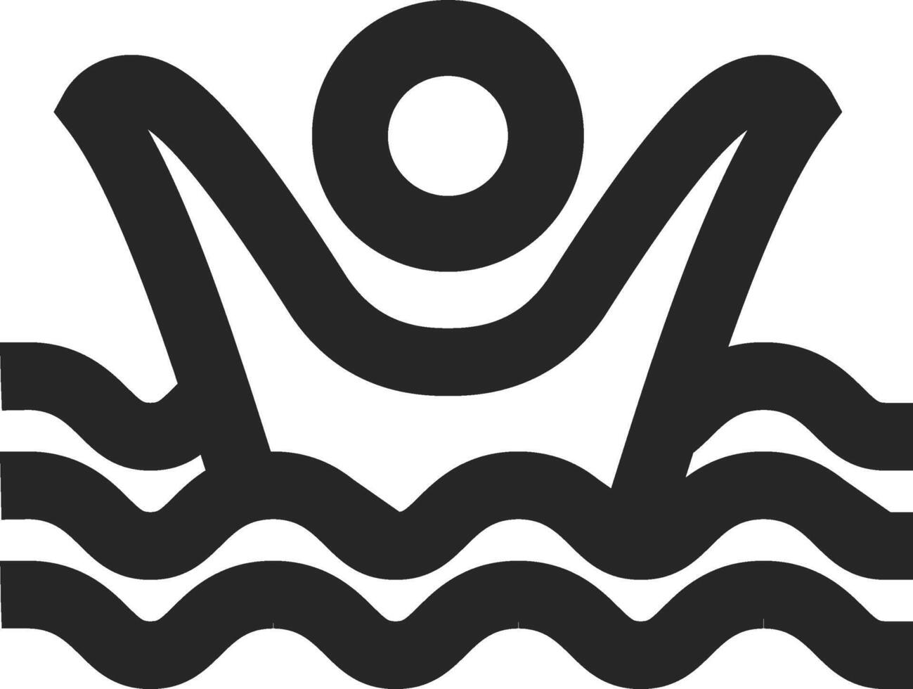 Drowned man icon in thick outline style. Black and white monochrome vector illustration.