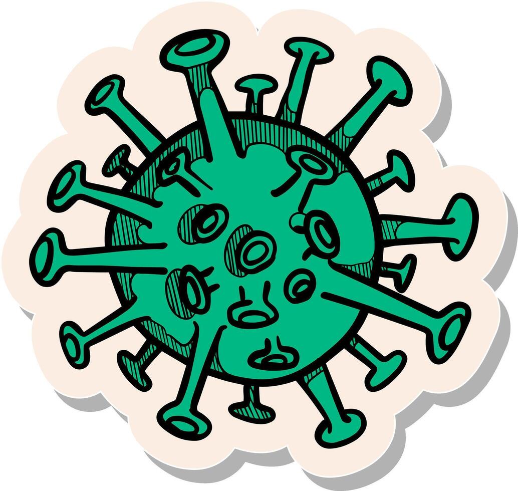 Hand drawn coronavirus covid19 in sticker style vector illustration