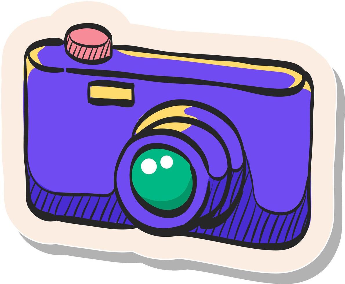 Hand drawn Camera icon in sticker style vector illustration
