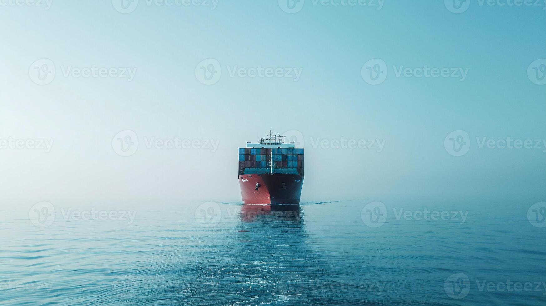 AI generated Container ship sailing on the sea with copy space . photo