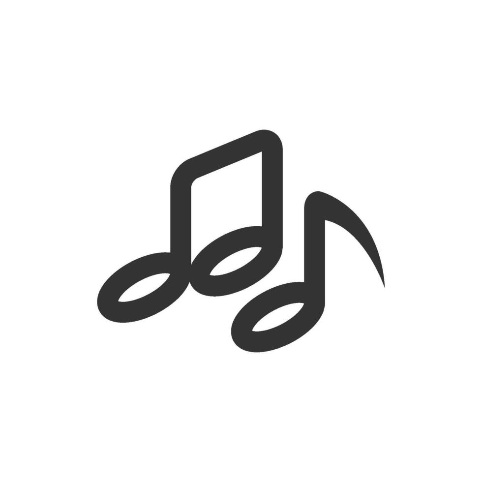 Music notes icon in thick outline style. Black and white monochrome vector illustration.