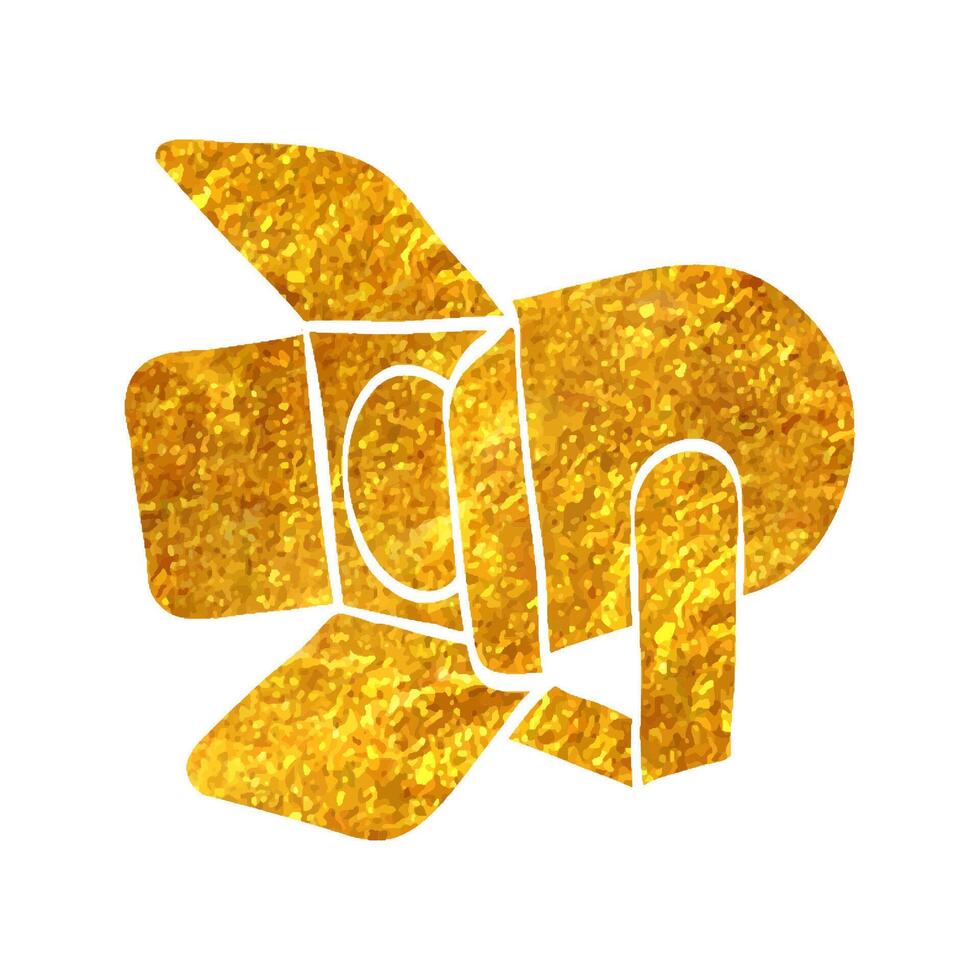 Hand drawn Studio lighting icon in gold foil texture vector illustration