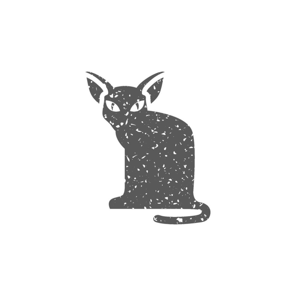 gato icono en grunge textura vector ilustración