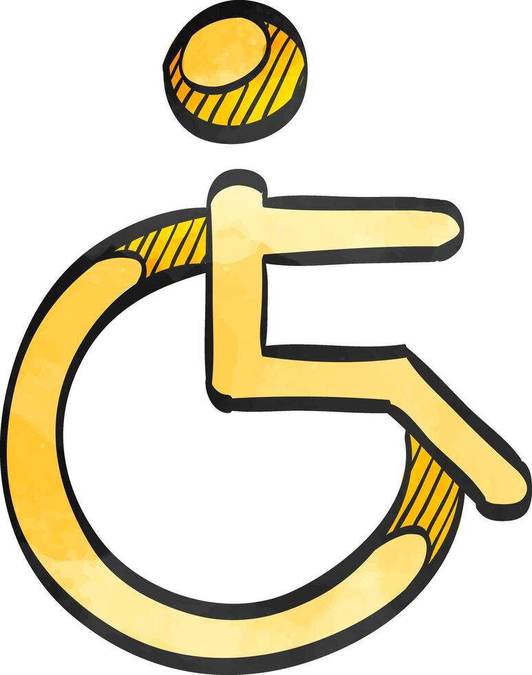 Disabled access icon in color drawing. Road building wheelchair care vector