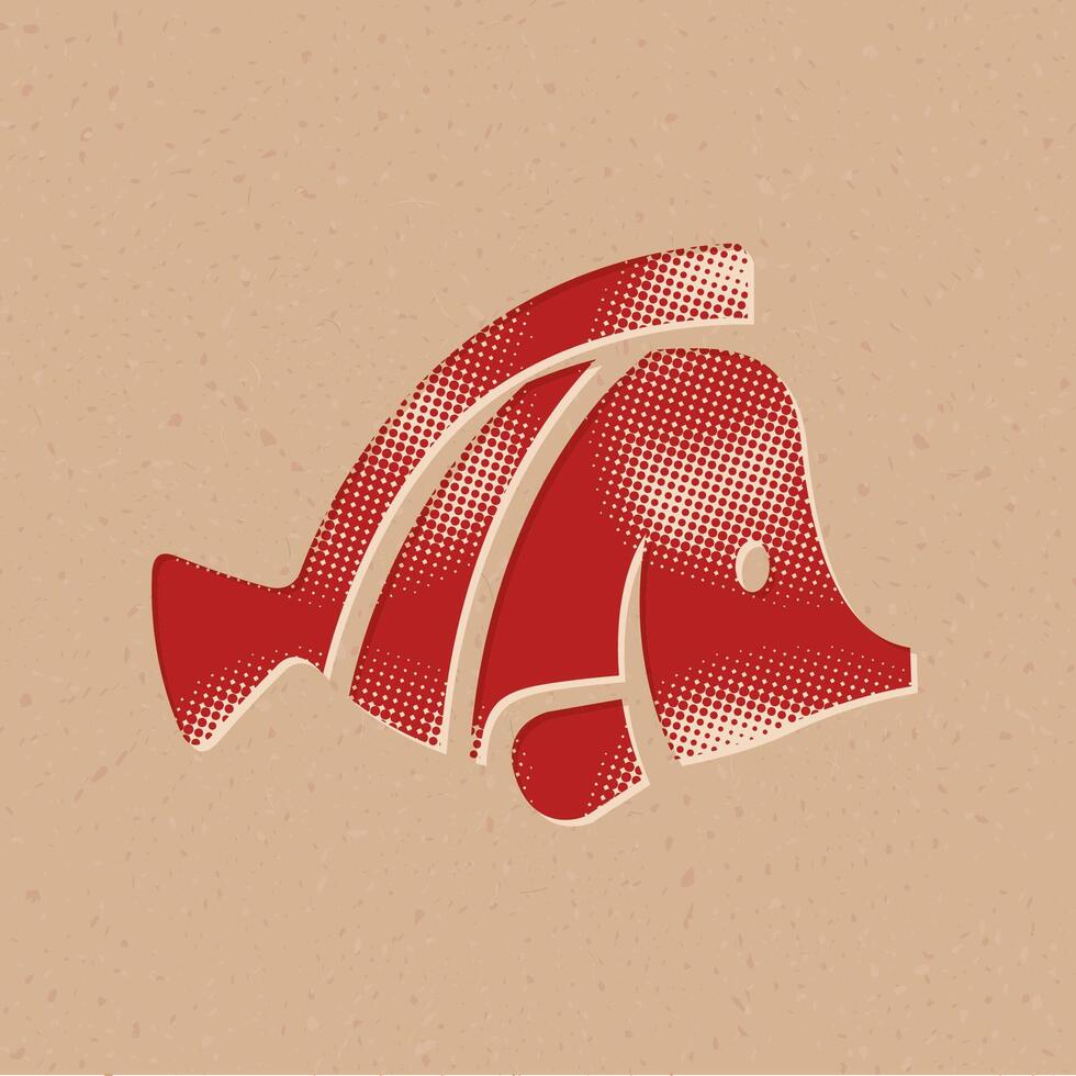 pescado trama de semitonos estilo icono con grunge antecedentes vector ilustración