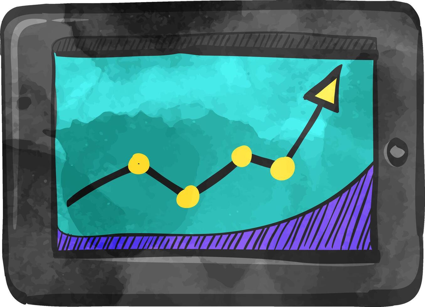 Arrow chart icon in color drawing. Digital, display, tablet, phone vector