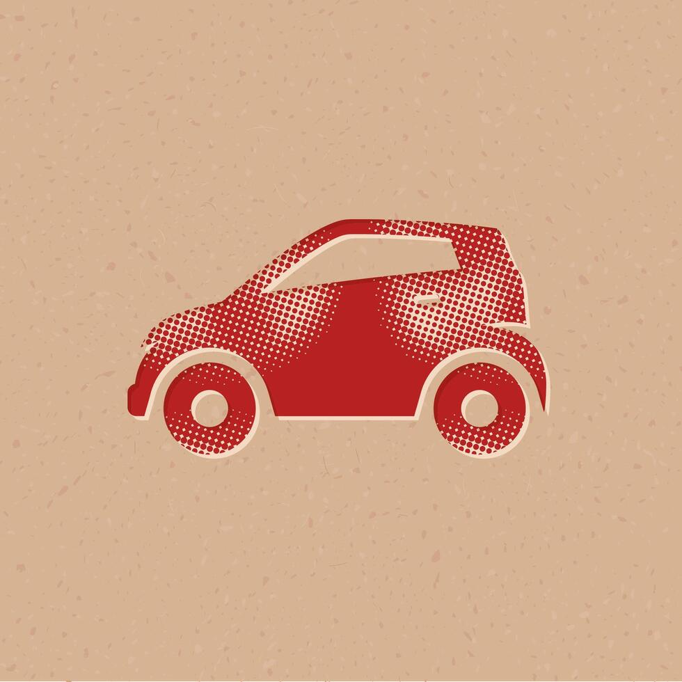 Car halftone style icon with grunge background vector illustration