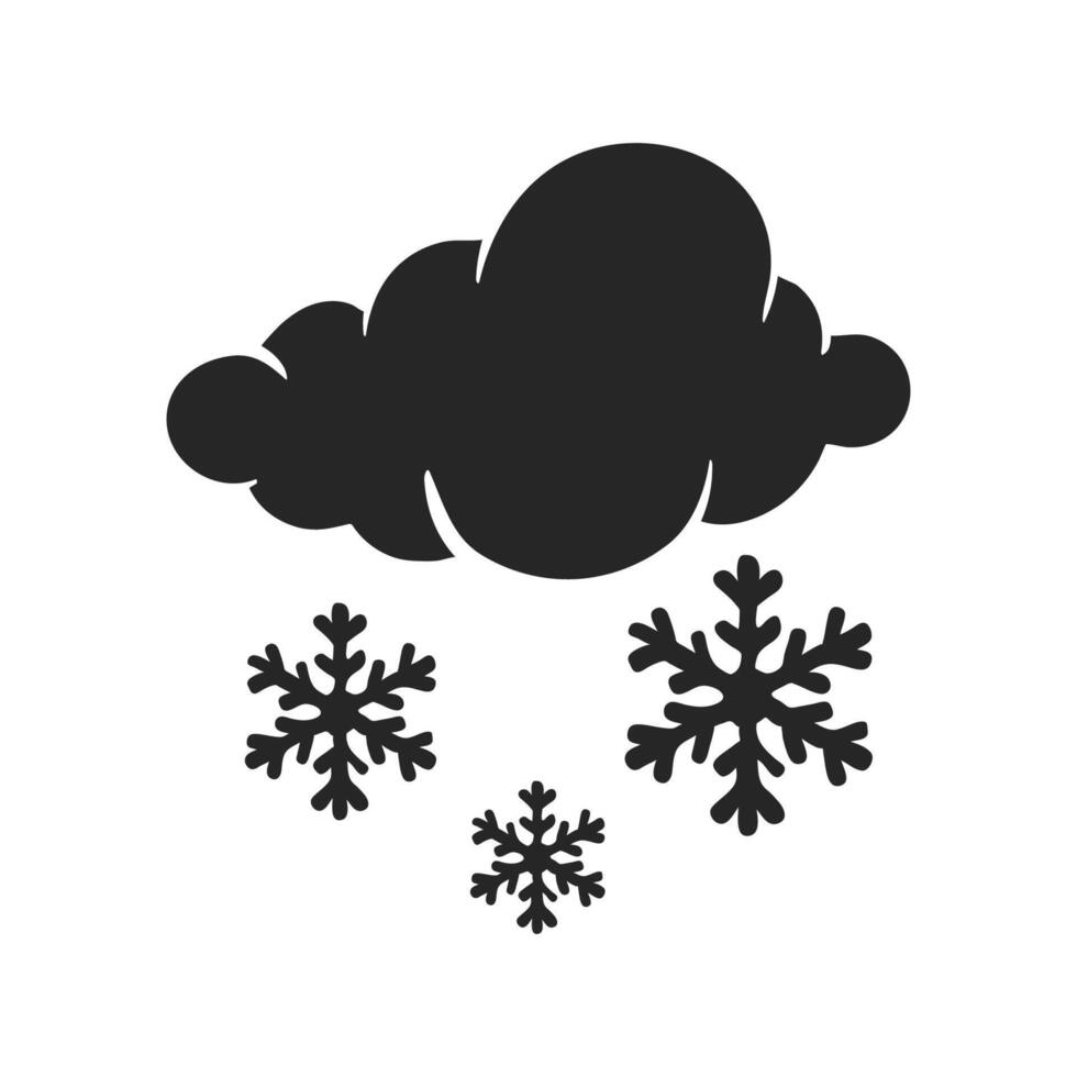 mano dibujado clima nublado nevando vector ilustración