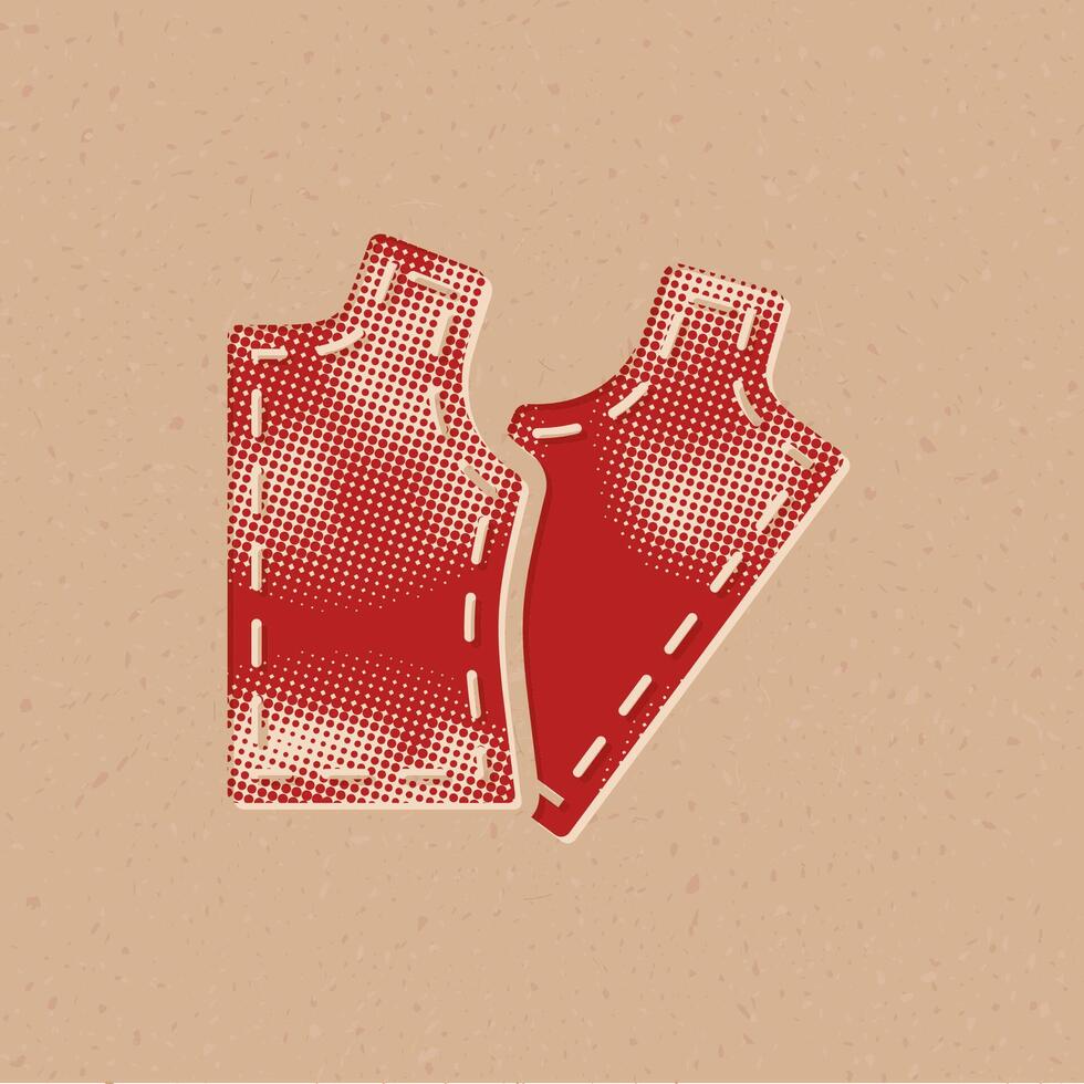 Sewing pattern halftone style icon with grunge background vector illustration