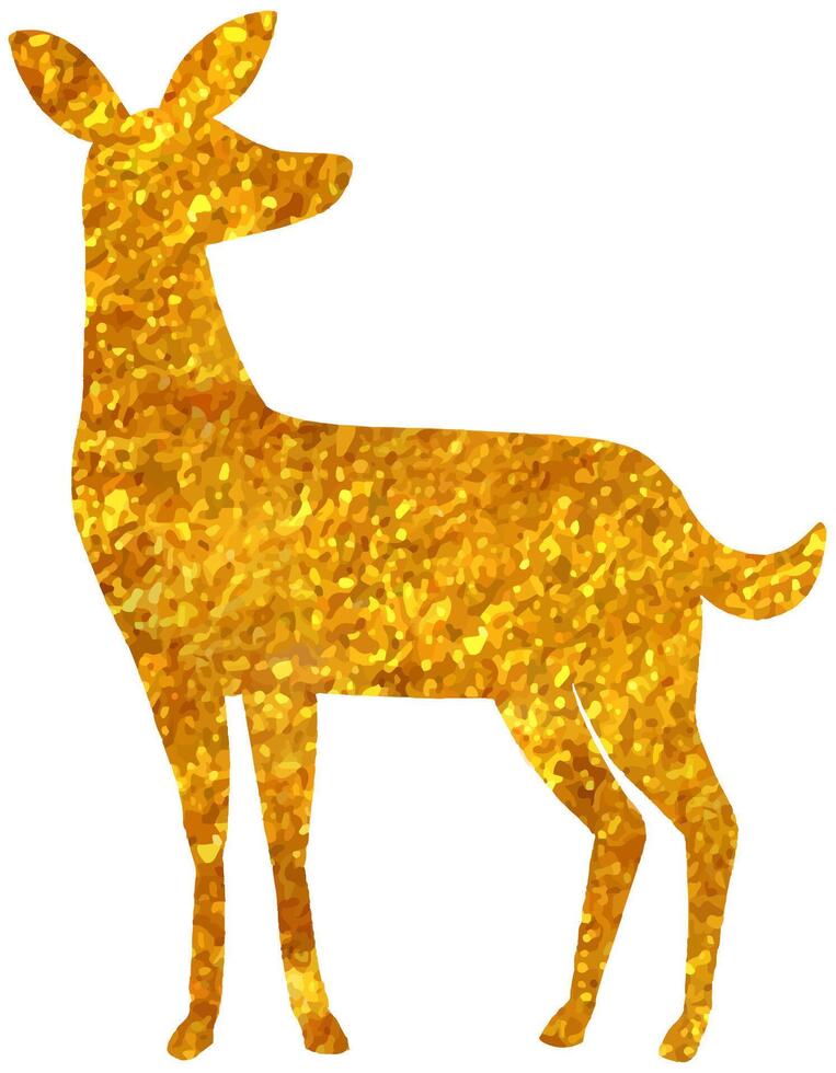 Deer icon in gold glitter style. Vector illustration.