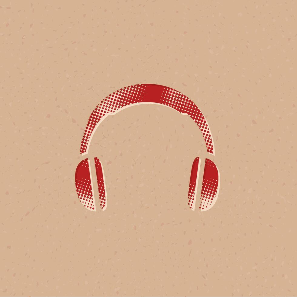 Headset halftone style icon with grunge background vector illustration