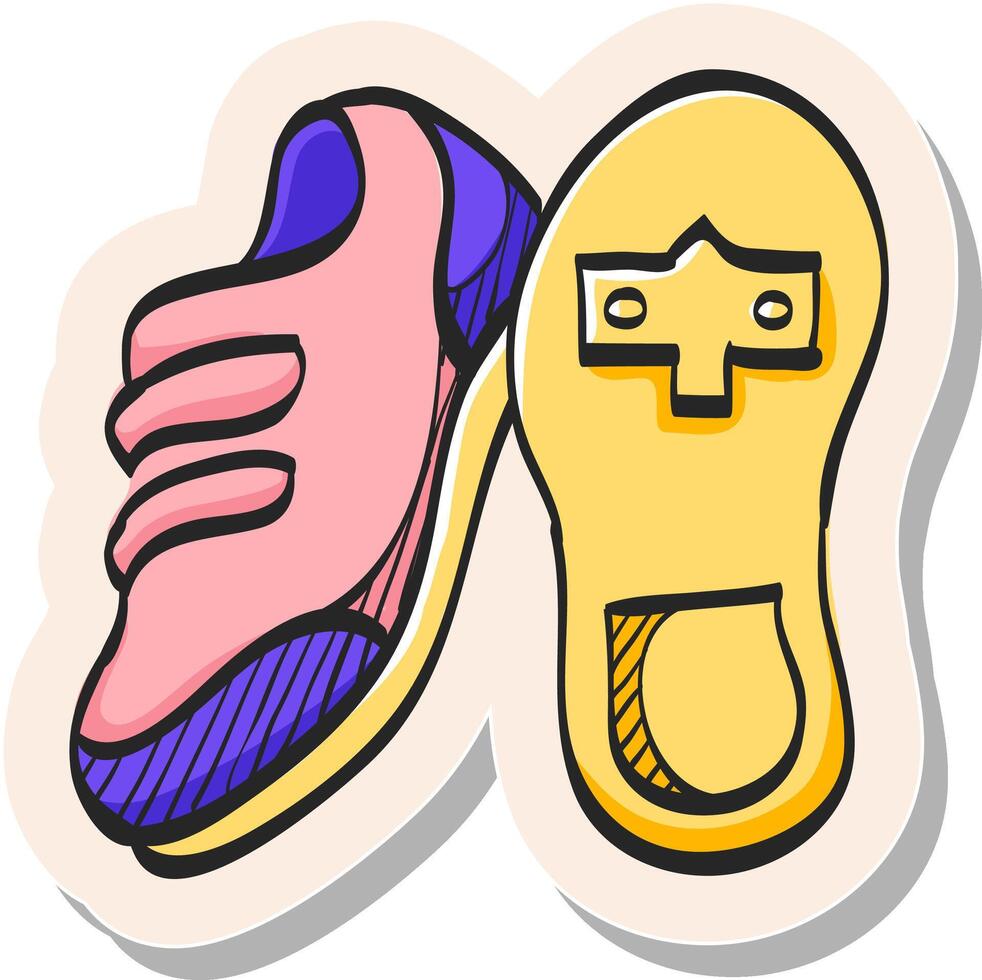 Hand drawn Cycling shoe icon in sticker style vector illustration