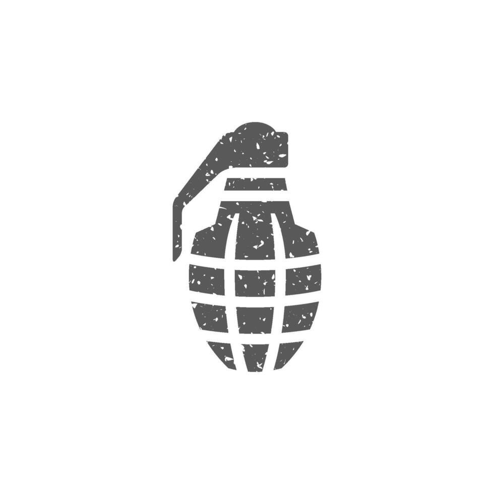 Grenade icon in grunge texture vector illustration