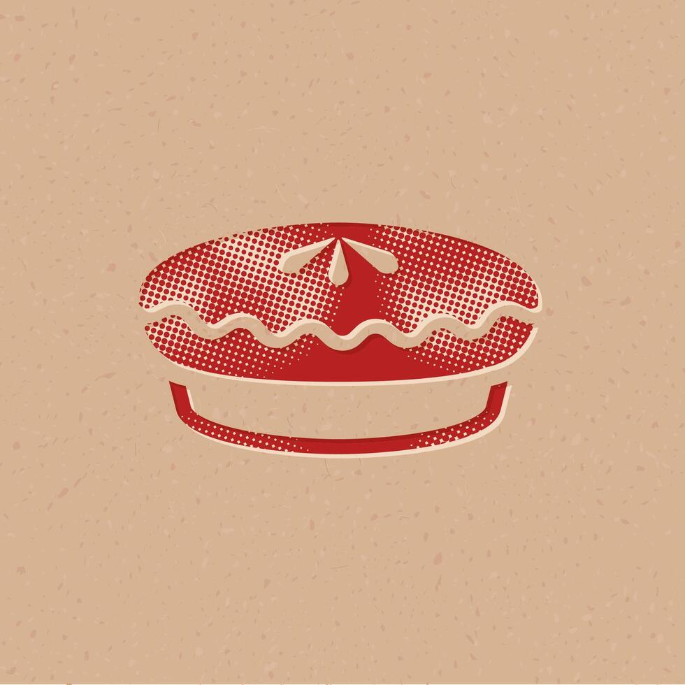 Cake halftone style icon with grunge background vector illustration
