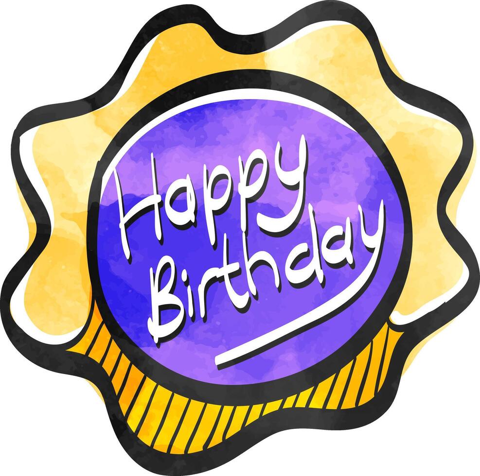 cumpleaños pastel texto icono en color dibujo. aniversario celebracion fiesta regalo presente sorpresa vector