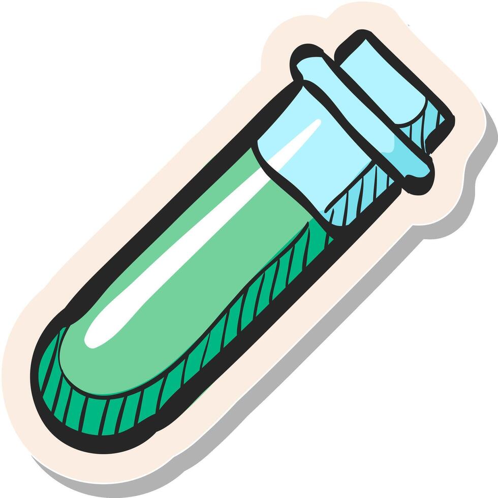 Hand drawn Test tube icon in sticker style vector illustration
