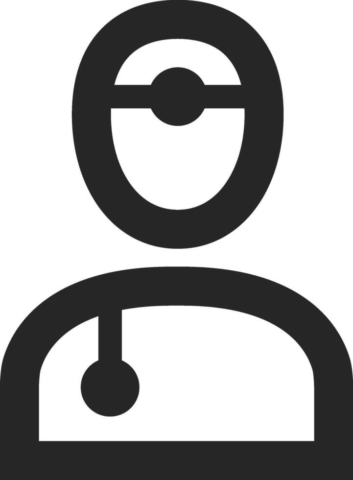 Surgeon icon in thick outline style. Black and white monochrome vector illustration.