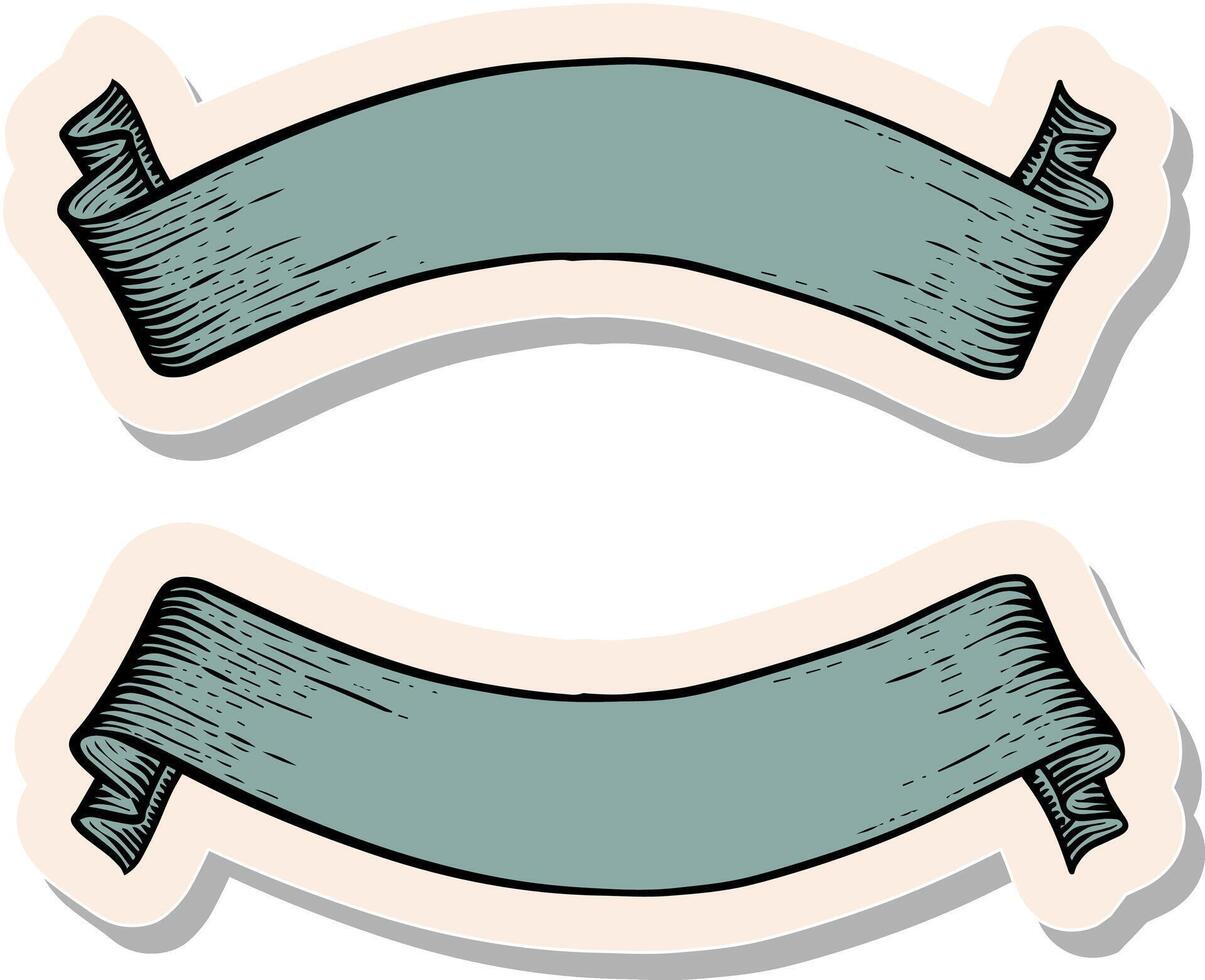 Hand drawn sticker style ribbon banners vector illustration