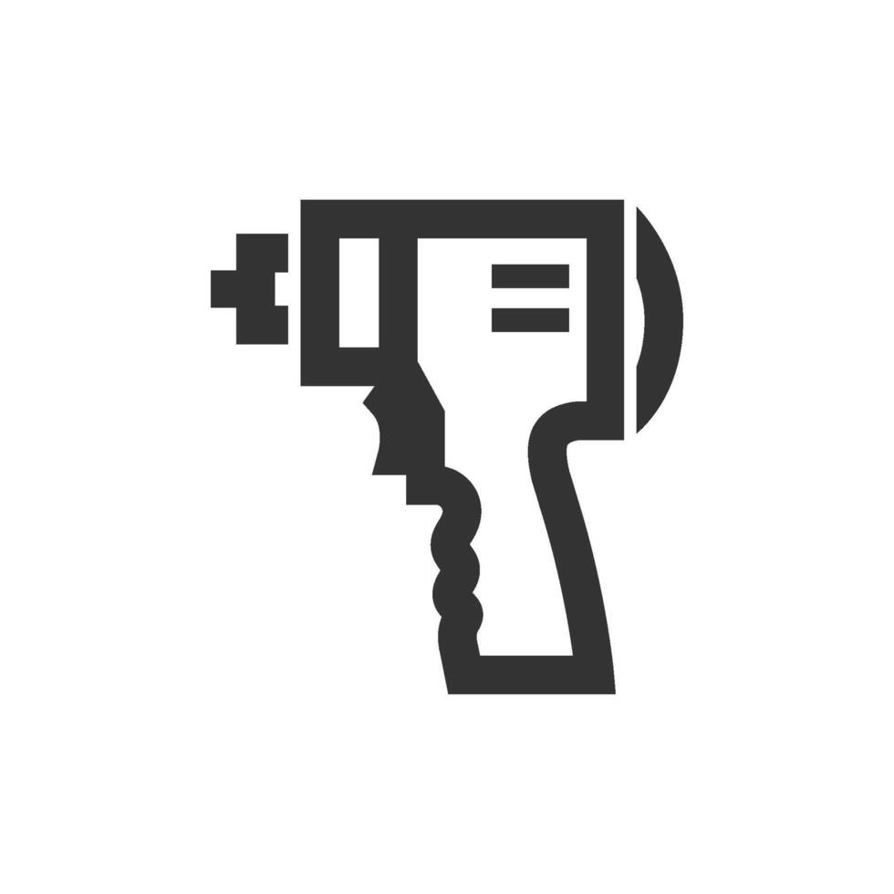 Electric screwdriver icon in thick outline style. Black and white monochrome vector illustration.